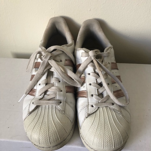 Adidas Rose Gold & White Superstar Sneakers - Picture 3 of 9